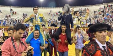 Antonio Linares, Miguel Ángel Perera y Diego Ventura, puerta grande de la corrida de toros de la Feria y Fiestas de Tomelloso
