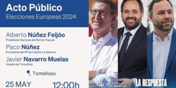 Alberto Núñez Feijóo estará en el Parque de la Constitución de Tomelloso el sábado en un acto de campaña de las elecciones europeas junto a Javier Navarro