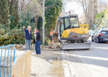 El Ayuntamiento de Tomelloso inicia obras de reparación de acerados en el Paseo San Isidro